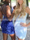 Sheath/Column V-neck Sequined Short/Mini Short Prom Dresses #Favs020020110887