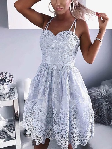 A-line Sweetheart Lace Knee-length Short Prom Dresses #Favs020020111609
