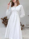 A-line V-neck Chiffon Tea-length Short Prom Dresses With Split Front #Favs020020110112
