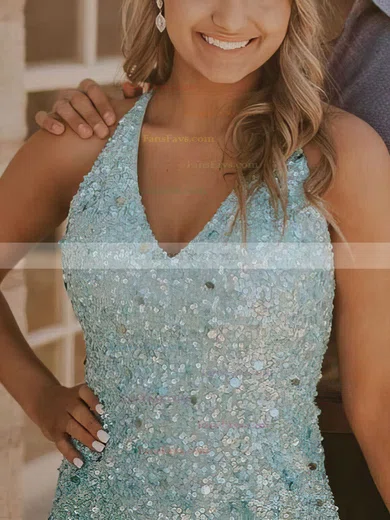 Sheath/Column V-neck Sequined Short/Mini Short Prom Dresses #Favs020020110889
