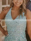Sheath/Column V-neck Sequined Short/Mini Short Prom Dresses #Favs020020110889