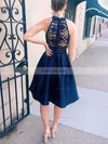 A-line High Neck Satin Lace Knee-length Short Prom Dresses #Favs020020111612