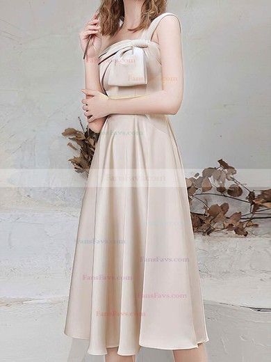 A-line One Shoulder Silk-like Satin Tea-length Short Prom Dresses #Favs020020110113