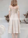 A-line Off-the-shoulder Silk-like Satin Tea-length Short Prom Dresses With Bow #Favs020020110114