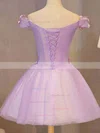 A-line Off-the-shoulder Lace Tulle Short/Mini Short Prom Dresses With Appliques Lace #Favs020020110117