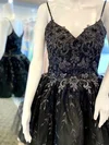 A-line V-neck Lace Tulle Short/Mini Short Prom Dresses With Beading #Favs020020110894