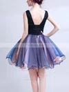 A-line V-neck Lace Organza Short/Mini Short Prom Dresses With Appliques Lace #Favs020020110118