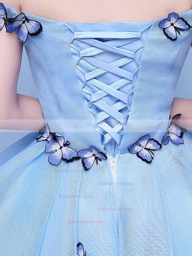 Ball Gown Off-the-shoulder Tulle Short/Mini Short Prom Dresses With Flower(s) #Favs020020110119