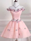 Ball Gown Off-the-shoulder Tulle Short/Mini Short Prom Dresses With Flower(s) #Favs020020110119