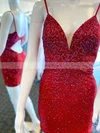 Sheath/Column V-neck Jersey Short/Mini Short Prom Dresses With Beading #Favs020020110896