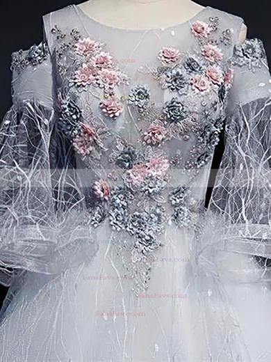 A-line Scoop Neck Shimmer Crepe Short/Mini Short Prom Dresses With Flower(s) #Favs020020110120