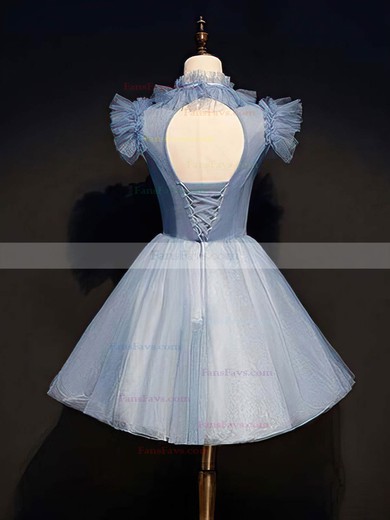 A-line High Neck Lace Tulle Short/Mini Short Prom Dresses With Appliques Lace #Favs020020110121