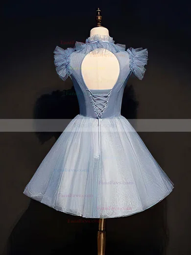 A-line High Neck Lace Tulle Short/Mini Short Prom Dresses With Appliques Lace #Favs020020110121