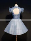 A-line High Neck Lace Tulle Short/Mini Short Prom Dresses With Appliques Lace #Favs020020110121