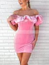 Sheath/Column Off-the-shoulder Velvet Short/Mini Short Prom Dresses #Favs020020111620