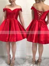 A-line Off-the-shoulder Satin Short/Mini Short Prom Dresses #Favs020020109227
