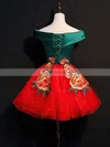Ball Gown Off-the-shoulder Satin Tulle Short/Mini Short Prom Dresses With Flower(s) #Favs020020110122