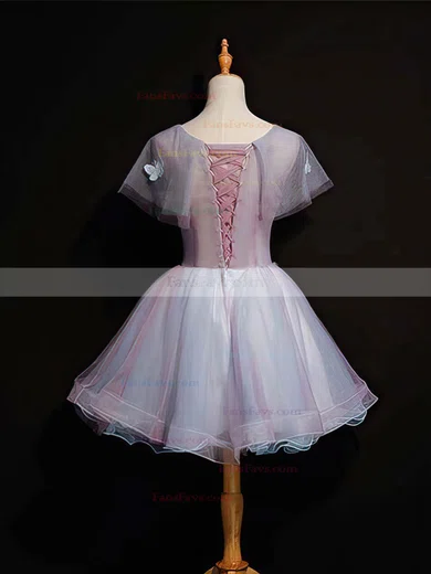 A-line Scoop Neck Organza Short/Mini Short Prom Dresses With Appliques Lace #Favs020020110123