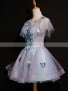 A-line Scoop Neck Organza Short/Mini Short Prom Dresses With Appliques Lace #Favs020020110123
