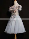 A-line Off-the-shoulder Lace Tulle Short/Mini Short Prom Dresses With Appliques Lace #Favs020020110124