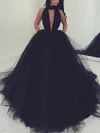 Ball Gown High Neck Tulle Sweep Train Ruffles Prom Dresses #Favs020103088