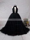 Ball Gown High Neck Tulle Sweep Train Ruffles Prom Dresses #Favs020103088