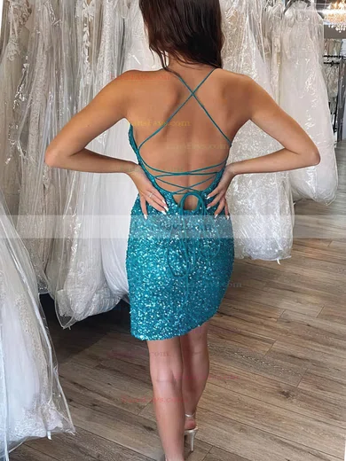 Sheath/Column V-neck Sequined Short/Mini Short Prom Dresses #Favs020020110901