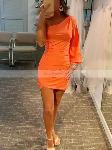 Sheath/Column One Shoulder Jersey Short/Mini Short Prom Dresses With Beading #Favs020020110903