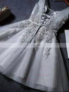 A-line V-neck Sequined Short/Mini Short Prom Dresses With Appliques Lace #Favs020020110129