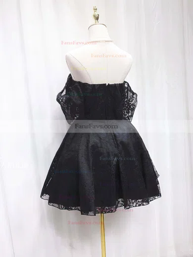 A-line Off-the-shoulder Lace Tulle Knee-length Short Prom Dresses #Favs020020110131