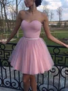A-line Sweetheart Tulle Short/Mini Sashes / Ribbons Short Prom Dresses #Favs020020109238