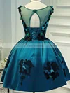 A-line Scoop Neck Satin Short/Mini Short Prom Dresses With Appliques Lace #Favs020020110133