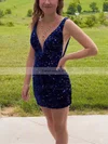 Sheath/Column V-neck Sequined Short/Mini Short Prom Dresses #Favs020020110914