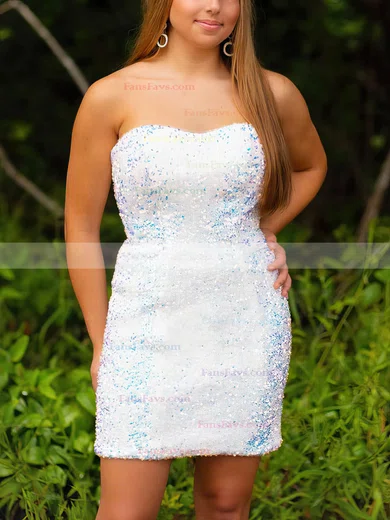Sheath/Column Strapless Sequined Short/Mini Short Prom Dresses #Favs020020110915
