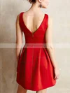 A-line V-neck Satin Short/Mini Short Prom Dresses #Favs020020109247