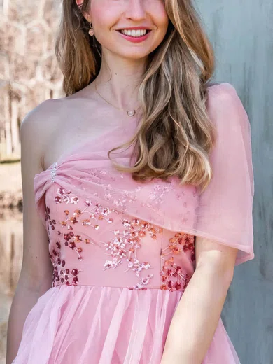 A-line Off-the-shoulder Organza Short/Mini Short Prom Dresses With Beading #Favs020020110917