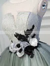 Ball Gown Scoop Neck Lace Tulle Short/Mini Short Prom Dresses With Flower(s) #Favs020020110140