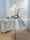 Ball Gown Scoop Neck Lace Tulle Short/Mini Short Prom Dresses With Flower(s) #Favs020020110140