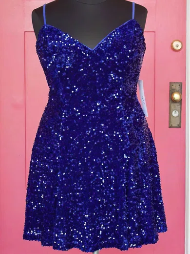 A-line V-neck Sequined Short/Mini Short Prom Dresses #Favs020020110922