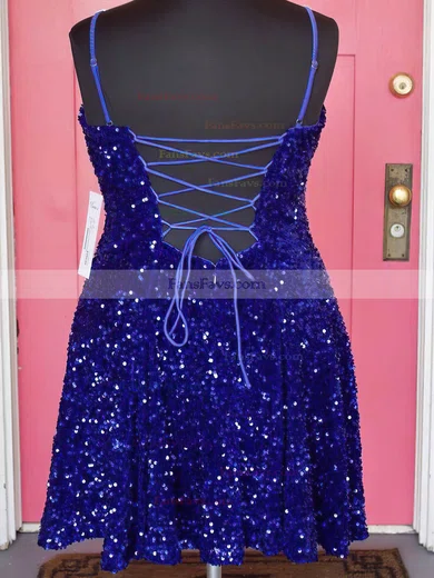 A-line V-neck Sequined Short/Mini Short Prom Dresses #Favs020020110922