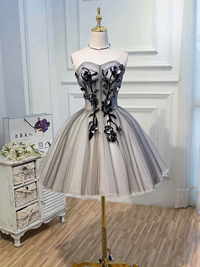 A-line Sweetheart Tulle Short/Mini Short Prom Dresses With Flower(s) #Favs020020110143