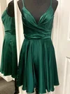 A-line V-neck Silk-like Satin Short/Mini Short Prom Dresses With Ruffles #Favs020020110923