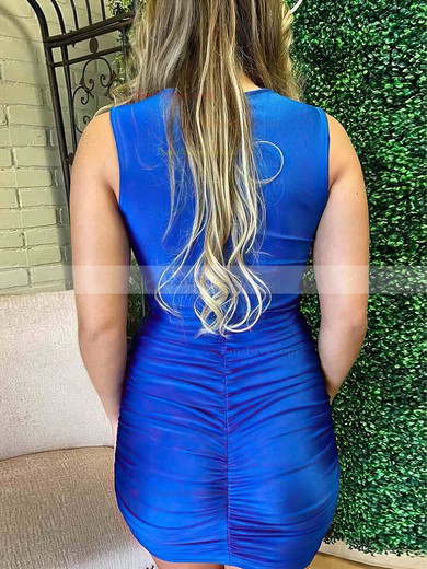 Sheath/Column V-neck Jersey Short/Mini Short Prom Dresses With Ruffles #Favs020020110924