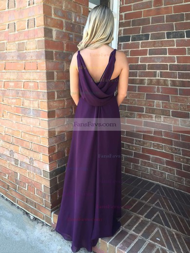 A-line V-neck Chiffon Floor-length Beading Prom Dresses #Favs020106091