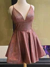 A-line V-neck Shimmer Crepe Short/Mini Short Prom Dresses #Favs020020110930