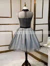 A-line High Neck Lace Tulle Short/Mini Short Prom Dresses With Beading #Favs020020110151