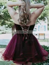 A-line Strapless Tulle Velvet Short/Mini Short Prom Dresses #Favs020020109262