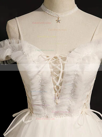 A-line V-neck Tulle Short/Mini Short Prom Dresses With Beading #Favs020020110153