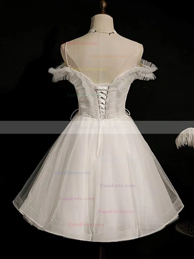 A-line V-neck Tulle Short/Mini Short Prom Dresses With Beading #Favs020020110153