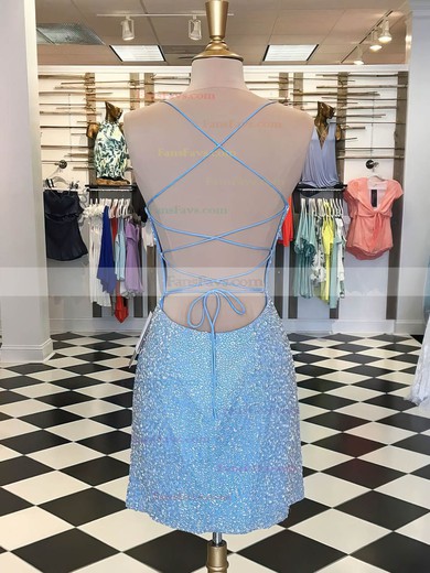 Sheath/Column Scoop Neck Sequined Short/Mini Short Prom Dresses #Favs020020110938